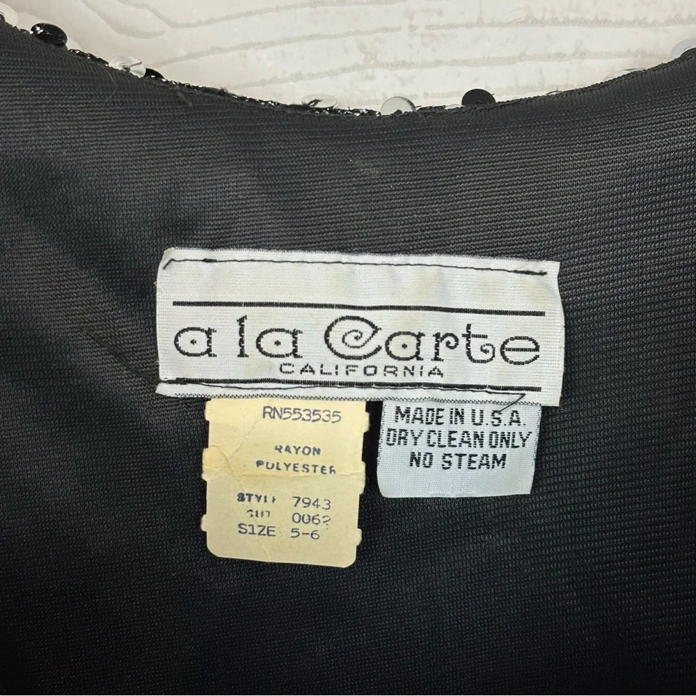 Vintage A La Carte California Made in USA Black Sequin Mini Dress Party Size 5-6 - Picture 7 of 7